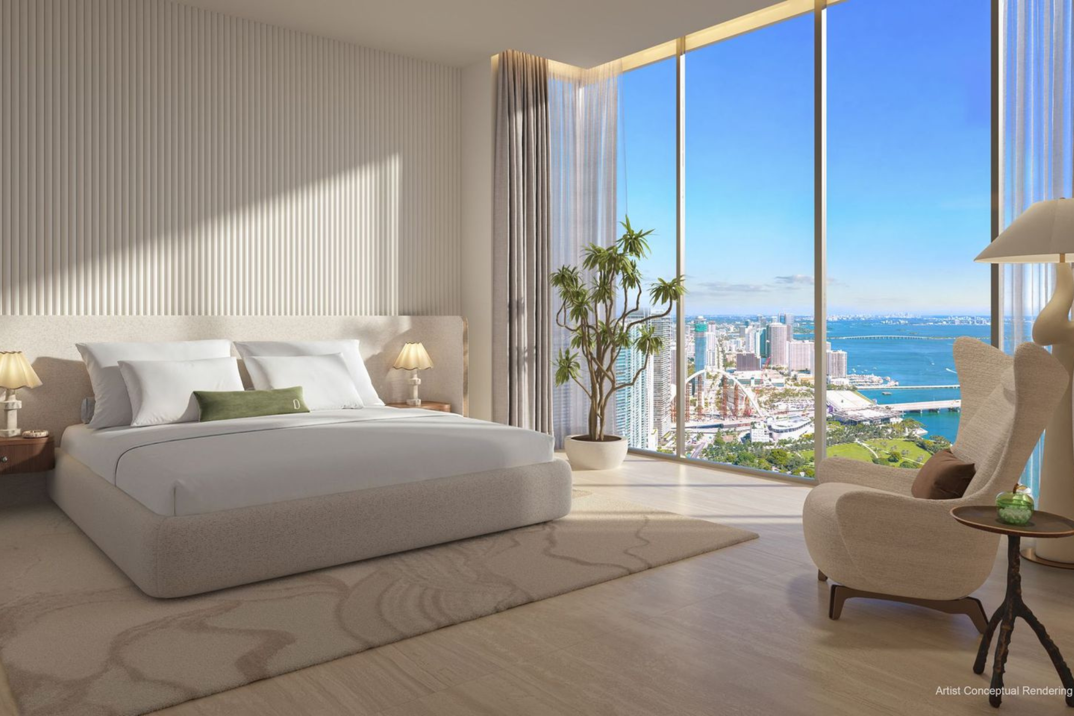 Delano Residences Miami master bedroom with ocean views